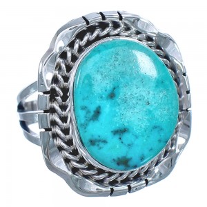 Turquoise American Indian Authentic Sterling Silver Ring Size 5-3/4 BX119471
