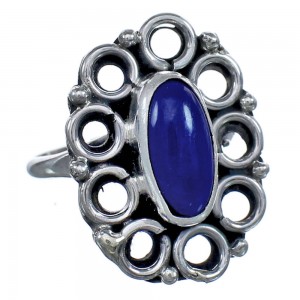 Lapis American Indian Sterling Silver Ring Size 6-1/4 BX119486