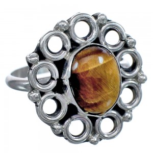 Navajo Tiger Eye Genuine Sterling Silver Ring Size 7-1/2 BX119495