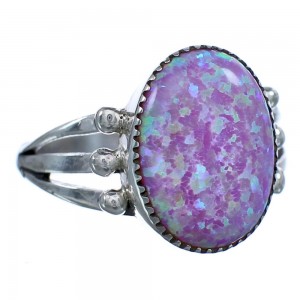 Pink Opal Authentic Sterling Silver Navajo Ring Size 8-1/2 BX119508