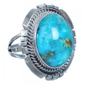 Navajo Twisted Sterling Silver Turquoise Ring Size 5-3/4 BX119516