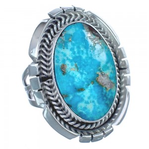 Twisted Sterling Silver Navajo Turquoise Ring Size 5-3/4 BX119519