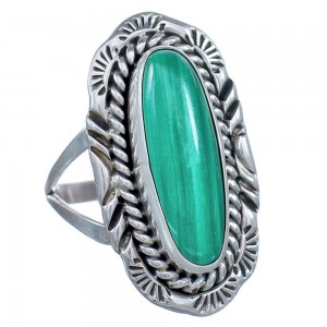 Twisted Sterling Silver Malachite Native American Ring Size 7-3/4 BX119531