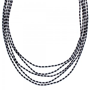 5-Strand Onyx Hand Strung Genuine Sterling Liquid Silver 18" Necklace RX119139