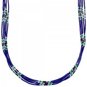 Genuine Liquid Sterling Silver 5-Strand Lapis And Multicolor Necklace BX120694