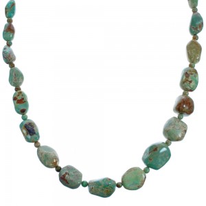 Southwestern Genuine Sterling Silver Green Turquoise Bead Necklace BX119770