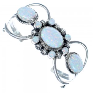 Opal Sterling Silver Navajo Multiple Stone Cuff Bracelet BX120325