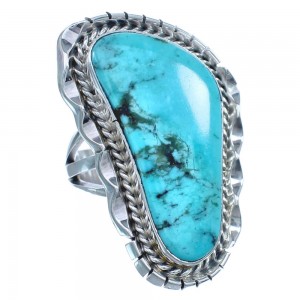 Hand Crafted Native American Authentic Sterling Silver Turquoise Ring Size 8-1/4 BX120045