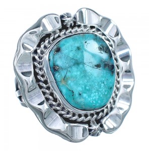Navajo Authentic Sterling Silver Turquoise Hand Crafted Ring Size 5-1/2 BX120047