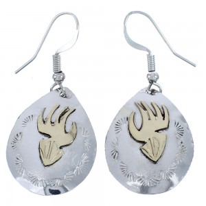 Bear Paw Navajo 12 Karat Gold Filled And Sterling Silver Hook Dangle Earrings BX120141
