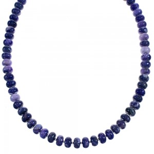 Sterling Silver Purple Charoite Rondelle Bead Necklace BX120611