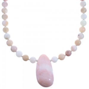 Pink Opal Agate Sterling Silver Southwestern Bead Necklace BX120638