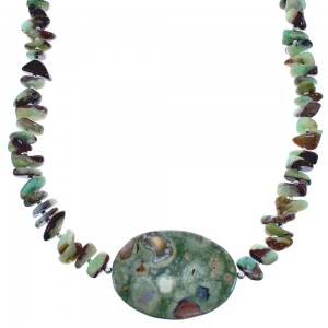 Green Agate Southwest Sterling Silver Bead Necklace BX120647