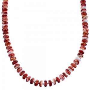 Sterling Silver Red Oyster Shell Southwest Bead Necklace BX120528