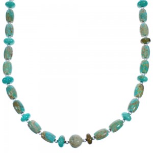 Genuine Sterling Silver Southwestern Kingman Turquoise Beaded Necklace BX120251