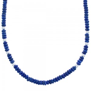 Southwestern Sterling Silver And Lapis Bead Necklace BX120735