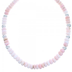 Southwestern Sterling Silver And Pink Opal Bead Necklace BX120736