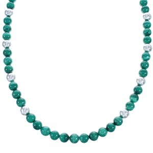 Southwestern Sterling Silver And Malachite Bead Necklace BX120737