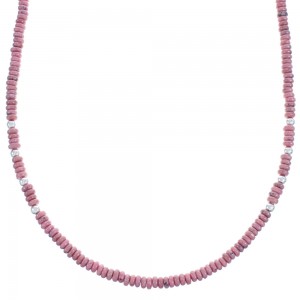 Rhodonite Southwestern Authentic Sterling Silver Bead Necklace BX120744
