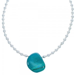 Sterling Silver and Chrysocolla Bead Necklace KX120987