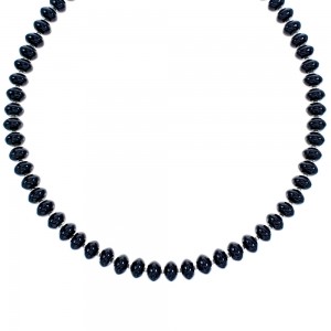 Onyx Sterling Silver Bead Necklace KX120981