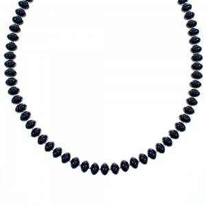 Sterling Silver Onyx Bead Necklace KX120982