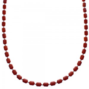 Sterling Silver Coral 18-1/2" Bead Necklace KX121068