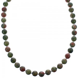 Sterling Silver Unakite Bead Necklace KX121083