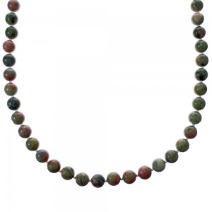 Sterling Silver Unakite Bead Necklace KX121086