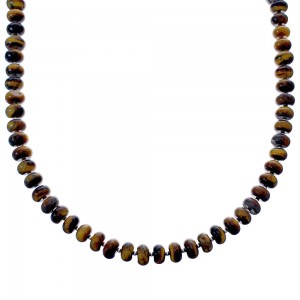 Tiger Eye Sterling Silver Bead Necklace KX121078