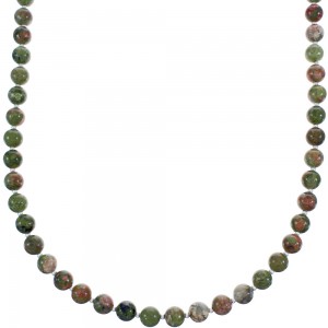 Southwest Unakite Authentic Sterling Silver Bead Necklace KX120893