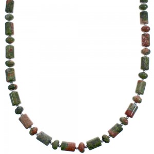 Authentic Southwest Unakite Sterling Silver Bead Necklace KX120897