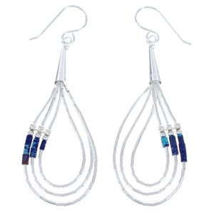 Azurite Liquid Silver Waterfall Hook Dangle Bead Earrings KX120944