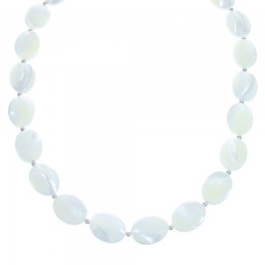 Sterling Silver Mother Of Pearl Bead Necklace KX121010