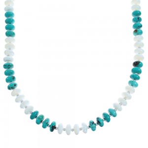Turquoise And Mother Of Pearl Bead Necklace KX121015