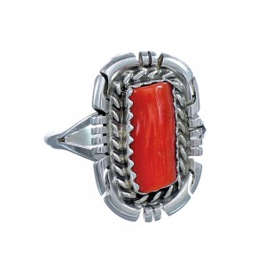 Navajo Coral Genuine Sterling Silver Ring Size 5-3/4 RX113318