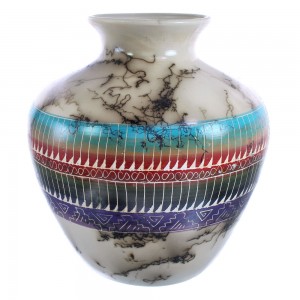 Navajo Horse Hair Vase By Artist V. Sam KX121220