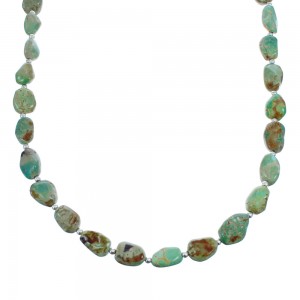 Southwestern Freeform Turquoise Sterling Silver Bead Necklace JX121537