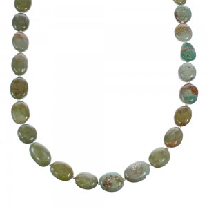  Southwestern Genuine Sterling Silver Green Turquoise Bead Necklace JX151521
