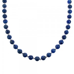 Sterling Silver Lapis Bead Necklace KX121312