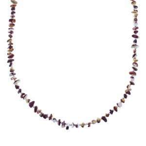 Native American Purple and Orange Oyster Shell Authentic Sterling Silver Bead Necklace JX121487