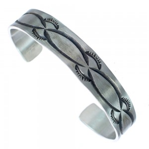 Sterling Silver Native American Navajo Cuff Bracelet KX121349