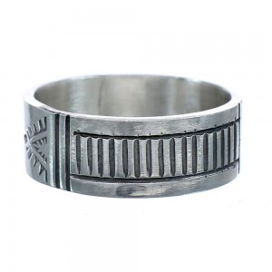 Navajo Authentic Sterling Silver Band Ring Size 9-3/4 AX121417