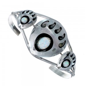 Navajo Opal Sterling Silver Bear Paw Cuff Bracelet AX121700