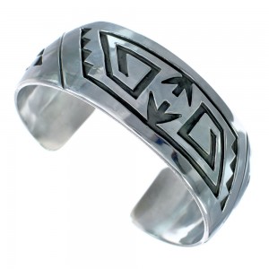 Native American Genuine Sterling Silver Overlay Cuff Bracelet AX121834