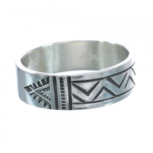 Navajo Authentic Sterling Silver Band Ring Size 9-3/4 AX122000