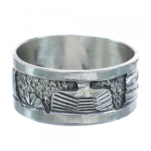 Navajo Sterling Silver Story Teller Ring Size 11-1/4 AX122042