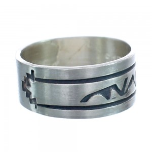 Navajo Authentic Sterling Silver Band Ring Size 9-1/4 AX121956