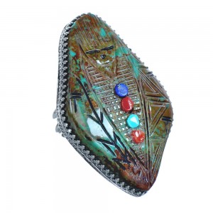 Native American Zuni Multicolor Sterling Silver Corn Maiden Ring Size 8-3/4 JX122226