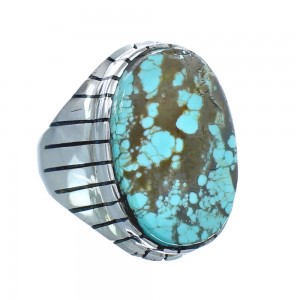  Native American Authentic Sterling Silver Turquoise Ring Size 9-1/4 JX122118